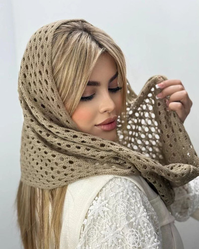 شال رینگی قلاب بافی سه رنگ شیک