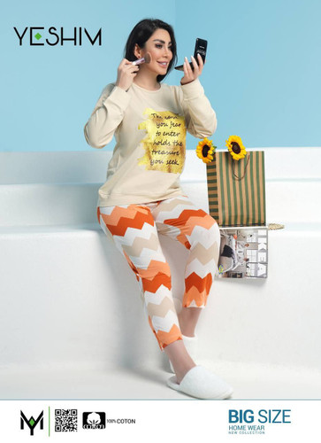 بلوز و شلوار نخ پنبه پاییزی سایز بزرگ و متوسط