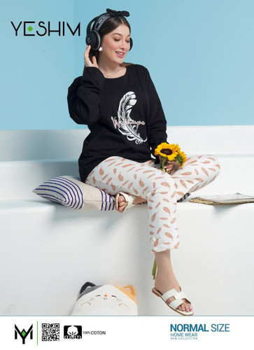 بلوز و شلوار راحتی نخ پنبه پاییزی دو سایز