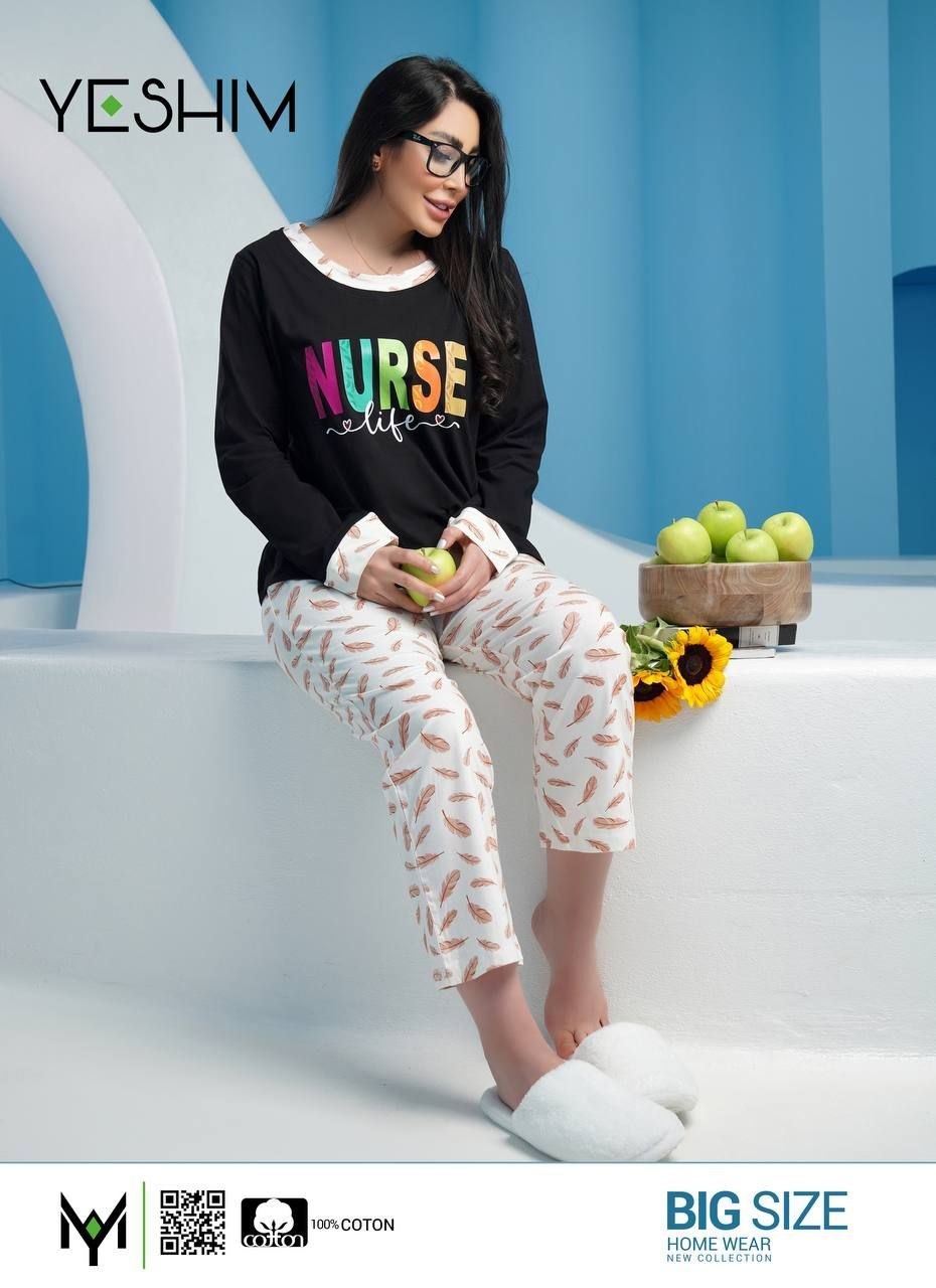 بلوز و شلوار نخ پنبه پاییزی سایز ۴۰ تا ۴۴ و‌ ۴۶ تا ۵۲