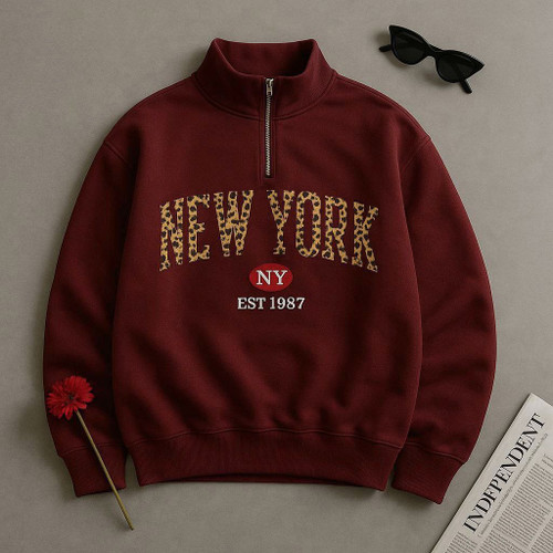 دورس نیم زیپ چری طرح نیویورک