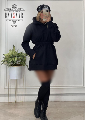 هودی کلاهدار بلند دورس تو کرکی سایز ۳۶ تا۴۲