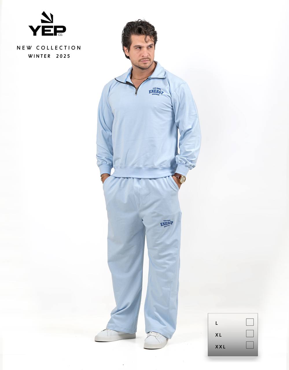 ست پاییزی مردانه دورس نیم زیپ و شلوار جیبدار