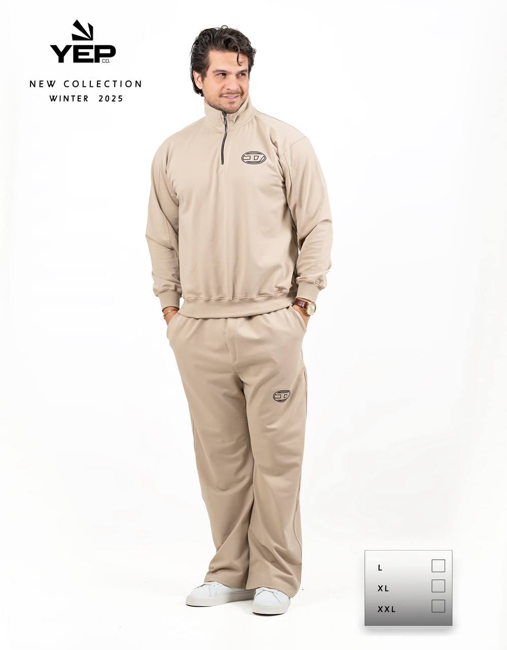 ست پاییزی مردانه دورس نیم زیپ و شلوار