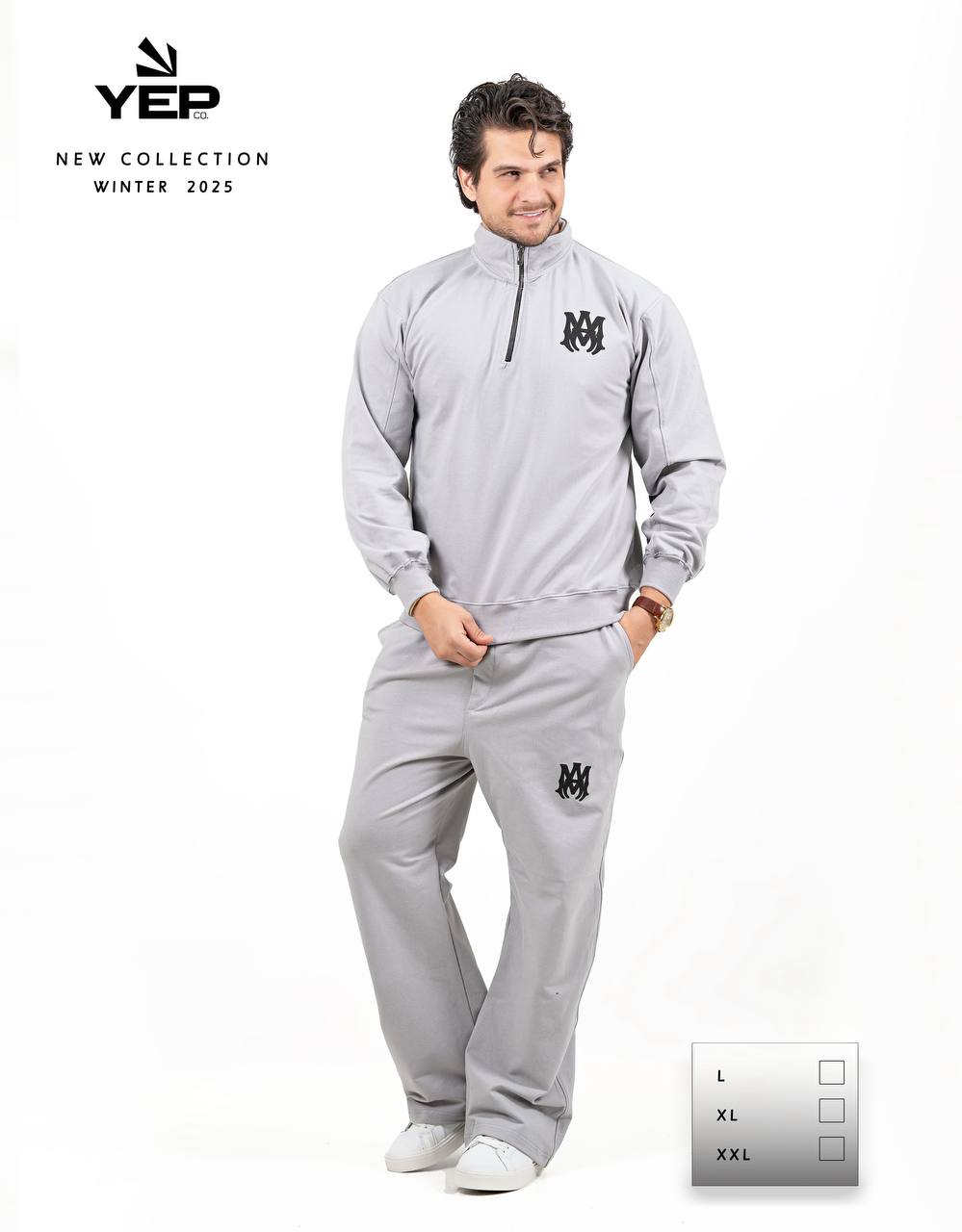 ست پاییزی دورس نیم زیپ و شلوار مردانه