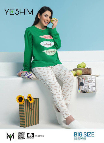 ست پاییزی بلوز و شلوار نخ پنبه سایز بزرگ ۴۶ تا ۵۲