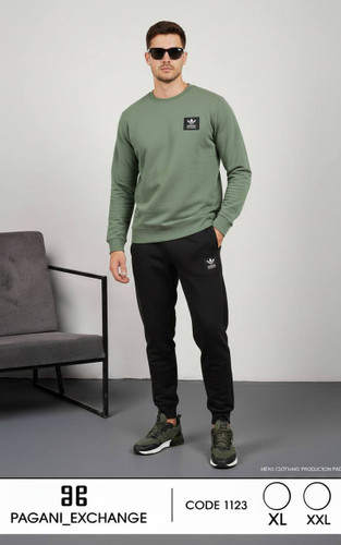 ست پاییزی مردانه بلوز آستین بلند و شلوار دورس پنبه