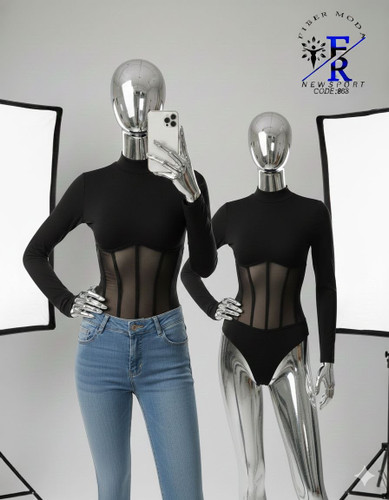 بادی تک آستین بلند تور کره ای تنخور عالی